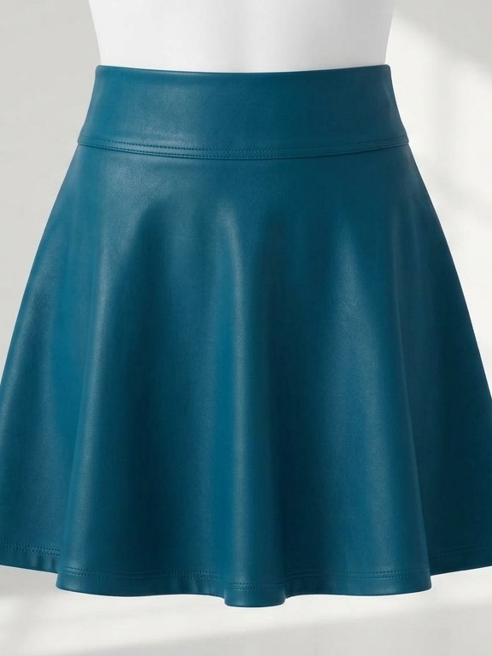 Bailey 44 Teal Faux Leather Circle Skirt